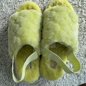 UGG Fluff Yeah Lime Green Floral Slippers
